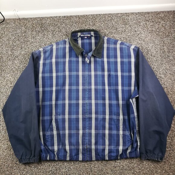 Vintage Polo Sport Ralph Lauren Jacket Harrington Corduroy Plaid Mens XL